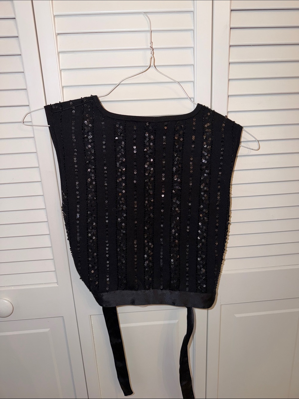 White House Black Market Black Sequin Stripe Tank